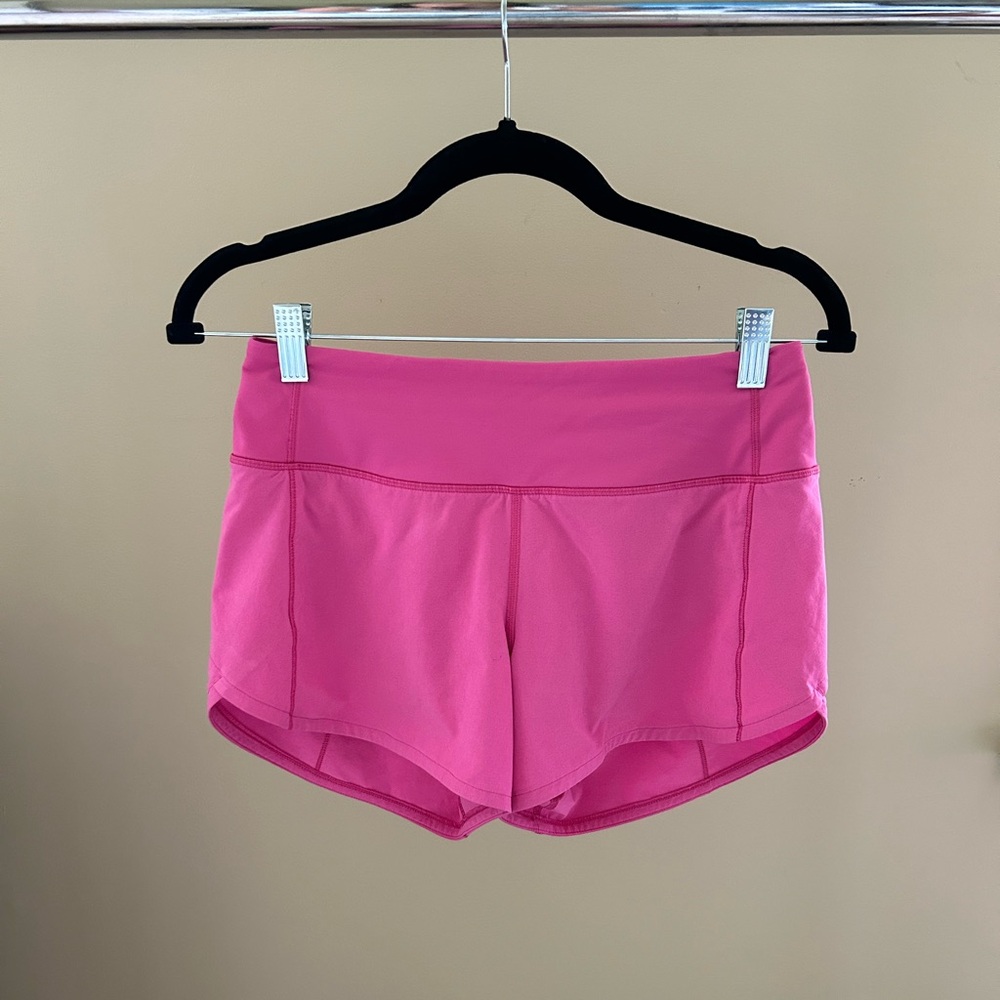 EUC Lululemon Speed Up High Rise shorts. 4” inseam in pink size 4